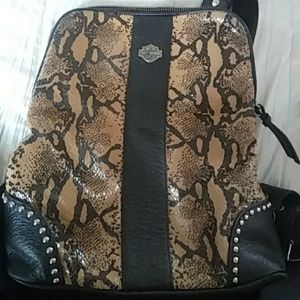Harley davidson leather snakeskin bag
